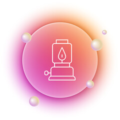 White Camping lantern icon isolated on white background. Happy Halloween party. Orange and pink gradient circle background. Vector