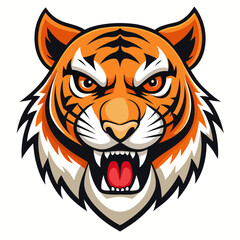 Fototapeta premium Fierce Stylized Tiger Head Illustration.