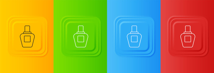 White Perfume icon isolated on colorful background. Set icons in square buttons. Vector