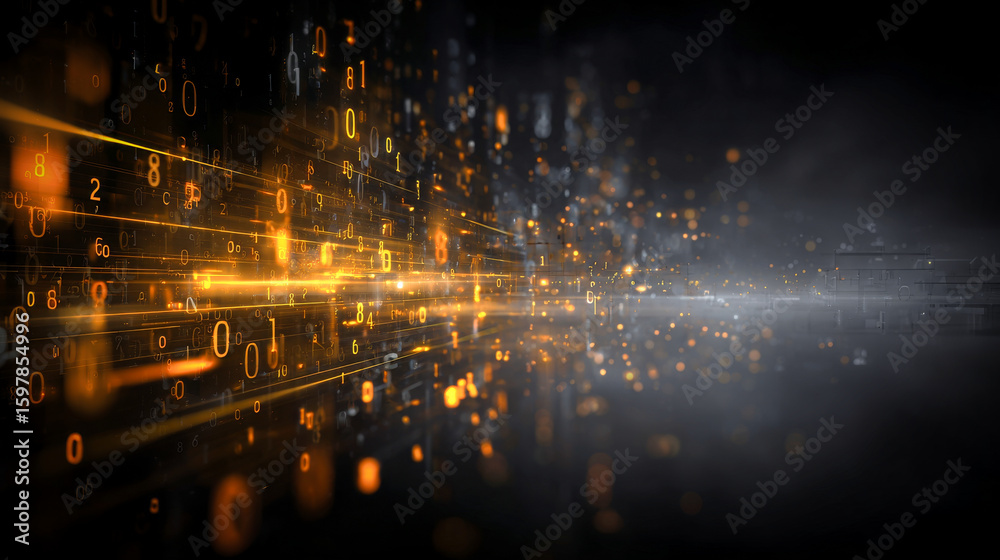 Wall mural abgstract digital background with numbers and code