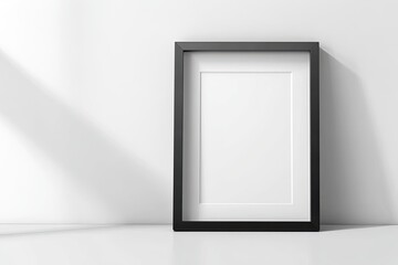 Black framed, blank white poster on white wall