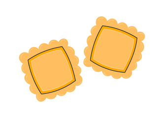 Italian pasta. Pasta ravioli. Italian fast food icon. Hand drawn flat vector illustration isolated on white background