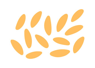 Italian pasta. Pasta risoni, orzo. Italian fast food icon. Hand drawn flat vector illustration isolated on white background