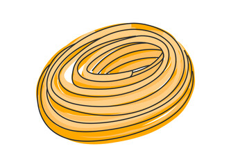 Italian pasta. Pasta tagliatelle. Italian fast food icon. Hand drawn flat vector illustration isolated on white background