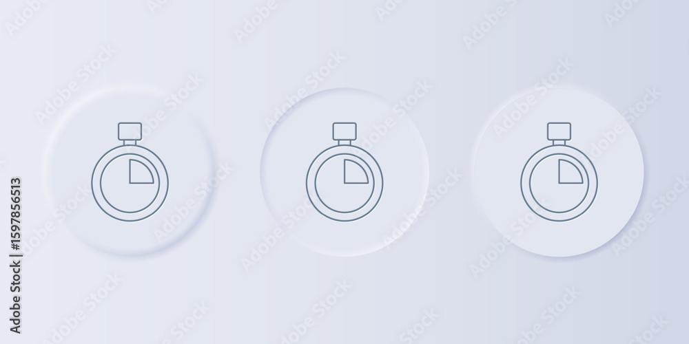 Poster grey stopwatch icon isolated on grey background. time timer sign. chronometer sign. set icons in squ