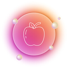 White Apple icon isolated on white background. Fruit with leaf symbol. Orange and pink gradient circle background. Vector