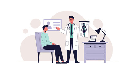 Obraz premium Doctor Consulting With Patient In Office About Their Health Anatomy Skeleton