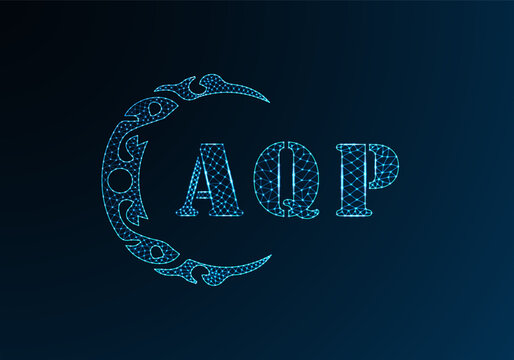 Low poly letter logo AQP design. AQP letter logo low poly vector design on blue color gradient background. AQP logo low poly design
