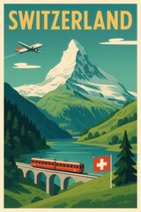 Retrostyle Illustration Train Passing Through