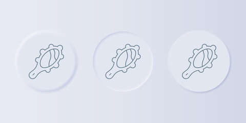 Grey Magic hand mirror icon isolated on grey background. Set icons in square buttons. Vector