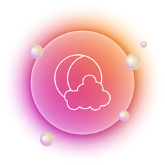 White Moon and stars icon isolated on white background. Orange and pink gradient circle background. Vector