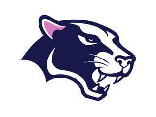 Powerful black panther head profile, perfect for logos or graphic design. A bold, stylized silhouette of a panther's head in profile view.