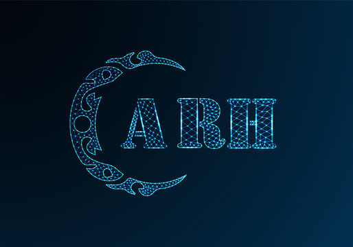 Low poly letter logo ARH design. ARH letter logo low poly vector design on blue color gradient background. ARH logo low poly design