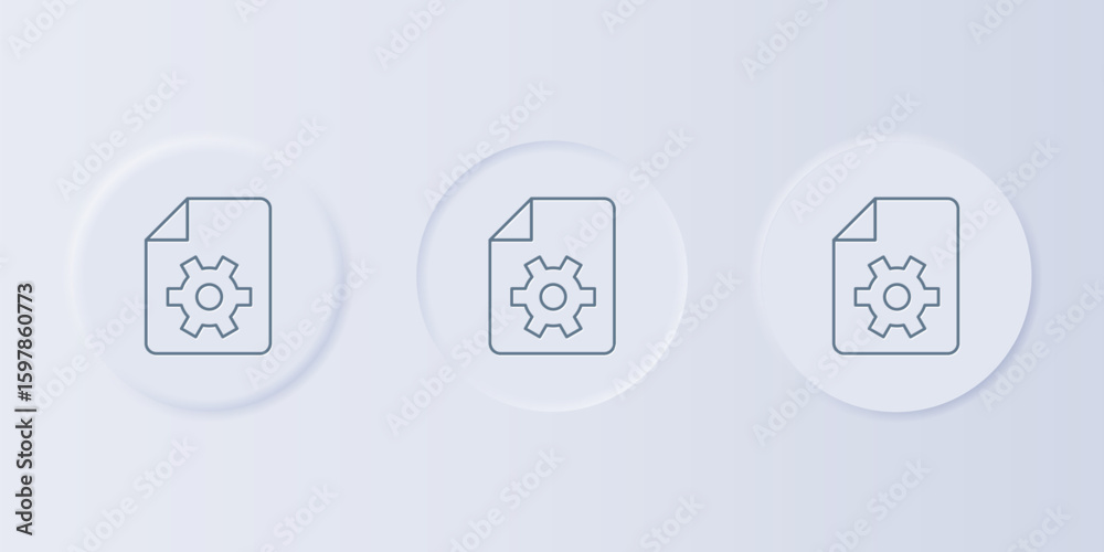 Poster grey document settings with gears icon isolated on grey background. software update, transfer protoc