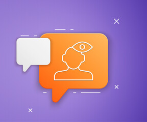 White Solution to the problem in psychology icon isolated on purple background. Therapy for mental health. Orange speech bubble symbol. Vector