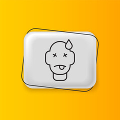 Black Man poisoning icon isolated on yellow background. Silver rectangle button. Vector
