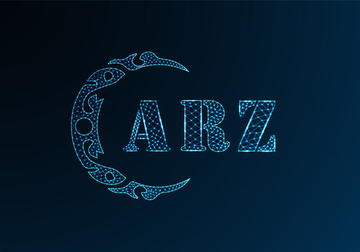 Low poly letter logo ARZ design. ARZ letter logo low poly vector design on blue color gradient background. ARZ logo low poly design