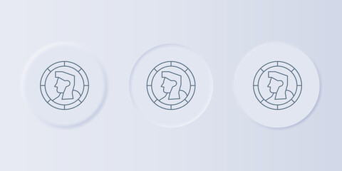Fototapeta premium Grey Ancient coin icon isolated on grey background. Set icons in square buttons. Vector