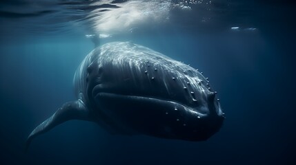 Humpback whale underwater, a glimpse into the ocean's depths, majestic encounter