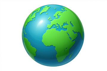 Fototapeta premium Rotating planet earth showing green landmasses and blue oceans, transparent background highlighting global geography for educational content