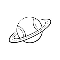 Fototapeta premium Illustration of a tennis ball with a Saturn ring in a simple doodle style