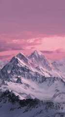 Pink sunset mountain peaks
