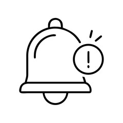 Fototapeta premium Notification bell with alert symbol in minimalist line art style 