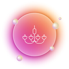 White Chandelier icon isolated on white background. Orange and pink gradient circle background. Vector