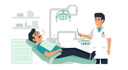 Man Receiving Dental Examination By His Dentist In Clinic With Special Equipment