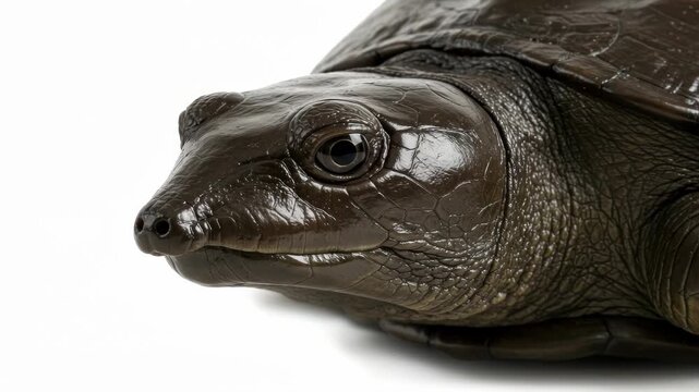 Smooth shelled turtle, a freshwater turtle with a soft shell native to asia backgrounds