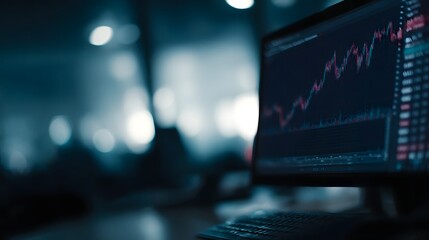 trading interface on desktop screen with focused investor desk lighting
