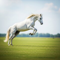 white horse running