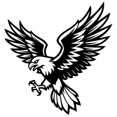 Obraz premium Majestic eagle descending with wings spread wide silhouette