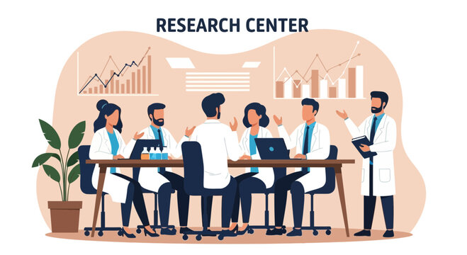 Medical Research Team Collaboration Meeting Discussing Data And Finding Solutions