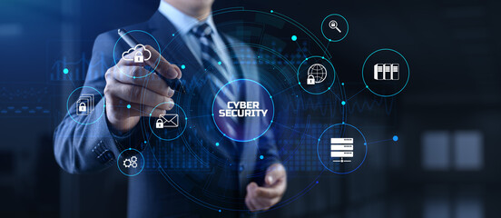 Cyber security access control data protection personal information privacy concept. Businessman...