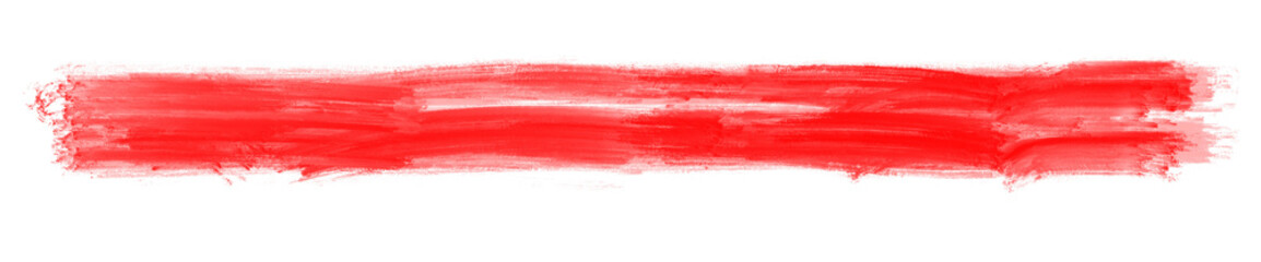 Red Paint Brush Stroke Isolated on White Background – Bold Artistic Texture for Design, Poster, and Illustration