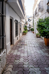 Marbella old town in Andalucia Spain. Streets of Marbella, Spanish typical houses, in the region of Andalucia