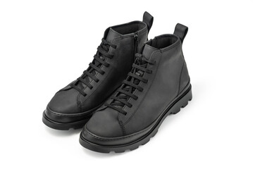 Men's leather ankle boots. Isolated on a white background with clipping path included