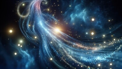 Abstract Cosmic Swirl of Light and Stars in Space