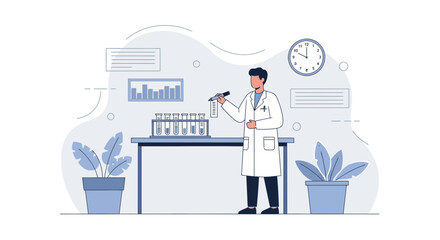 Doctor Analyzing Test Tube Results In Laboratory With Scientific Equipment