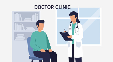 Doctor Consultation In Clinic With Patient In Minimalist Style