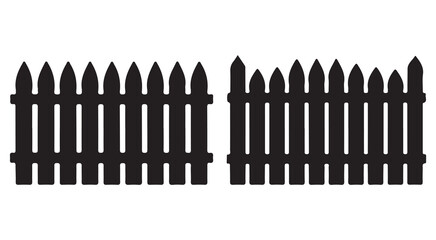 Fence Silhouettes Vector Set – Picket, Iron, and Wooden Fence Icon Collection