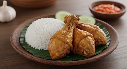 香ばしい鶏肉と白米 温かい光が食欲をそそる料理写真