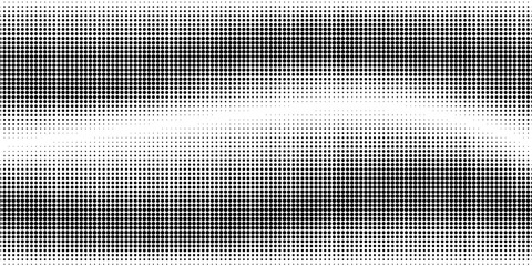 Dot grid pattern vector illustration. Simple black white point background with small and large polka dots. Abstract futuristic dotted mesh with gradient effect.