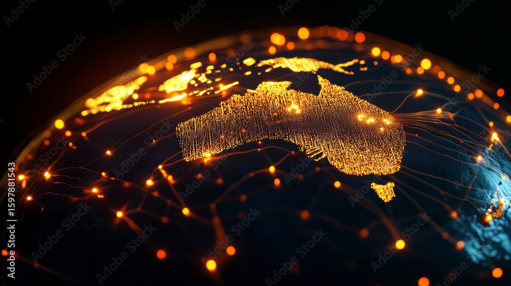 Canvas Prints glowing network connections illustrating global communication and data flow over a digital earth.