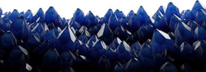 A dense cluster of sharp faceted blue crystals with a textured surface isolate