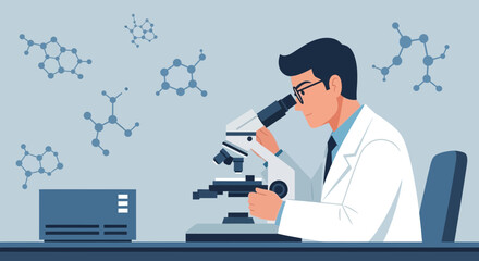 Scientist Working With Microscope In A Laboratory For Medical Research Concept