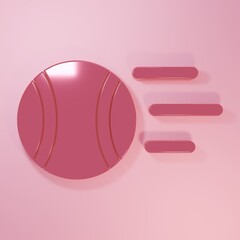 Pink Tennis ball icon isolated on pink background. Sport equipment. Minimalism concept. 3D render illustration