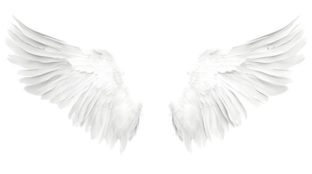 Beautiful Angel Wings Isolated on White Background with Transparency - Powered by Adobe