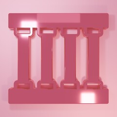 Pink Prison window icon isolated on pink background. Minimalism concept. 3D render illustration